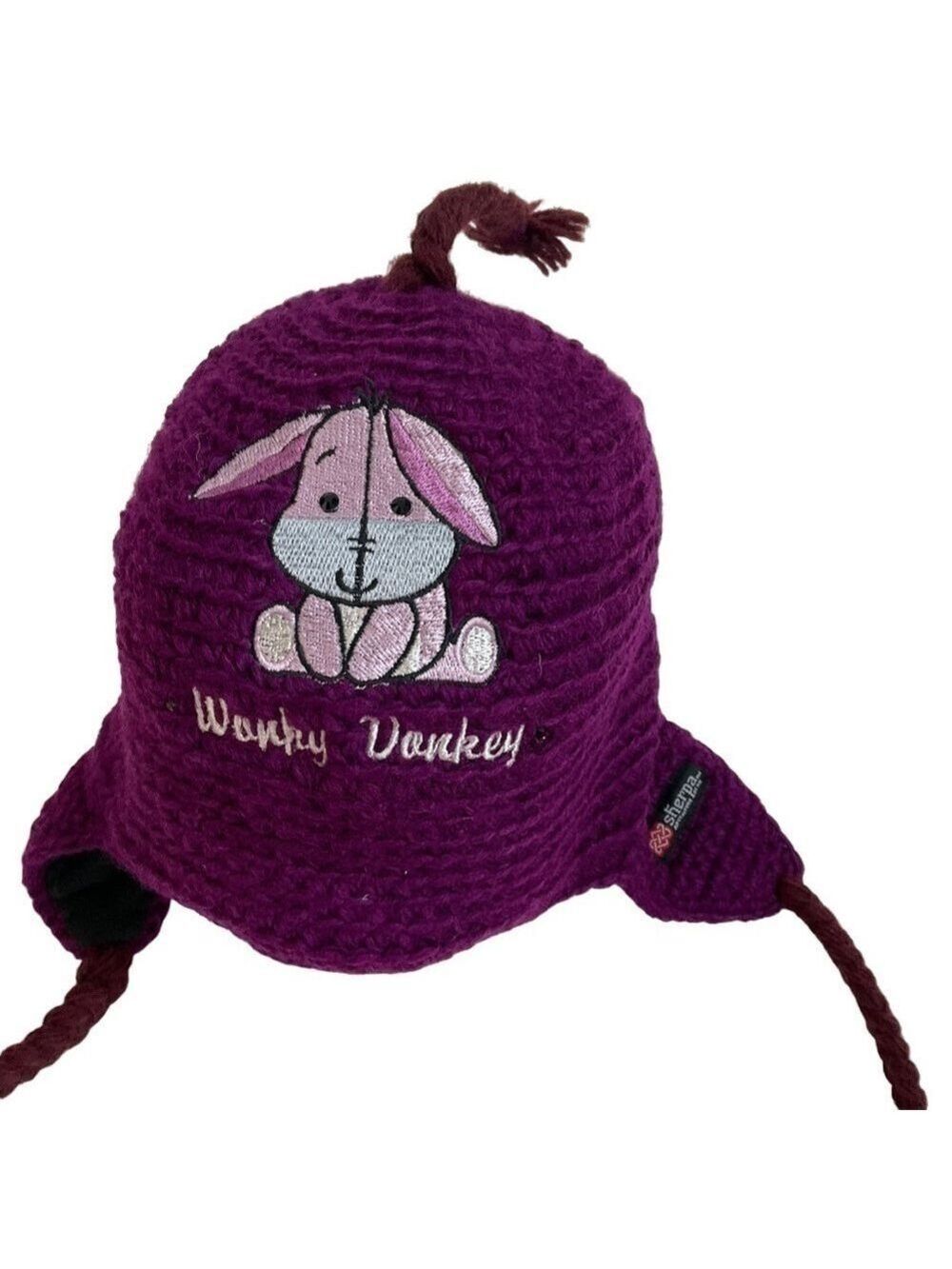 Youth Sherpa Adventure Gear Winter Hat 100% Wool Fleece lined Made in Nepal